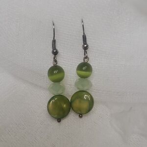 Chic Green Beaded Drop Earrings